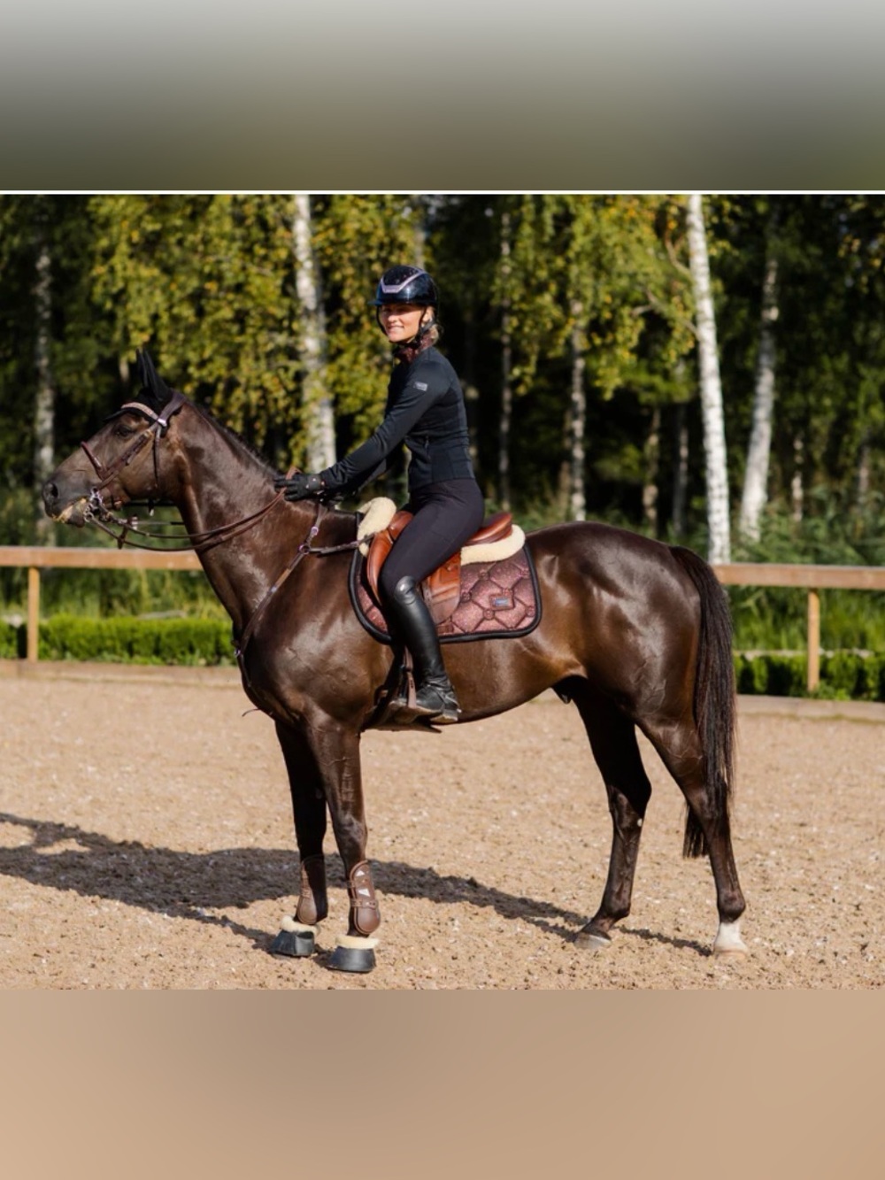 Equestrian Stockholm Quilted Metallic Mahogany Glimmer Saddle Pad - Full Size - Picture 4 of 14